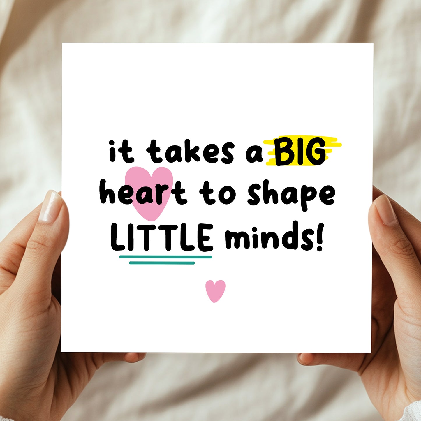 Thank You Card For Teacher With Kraft Envelope Big Heart