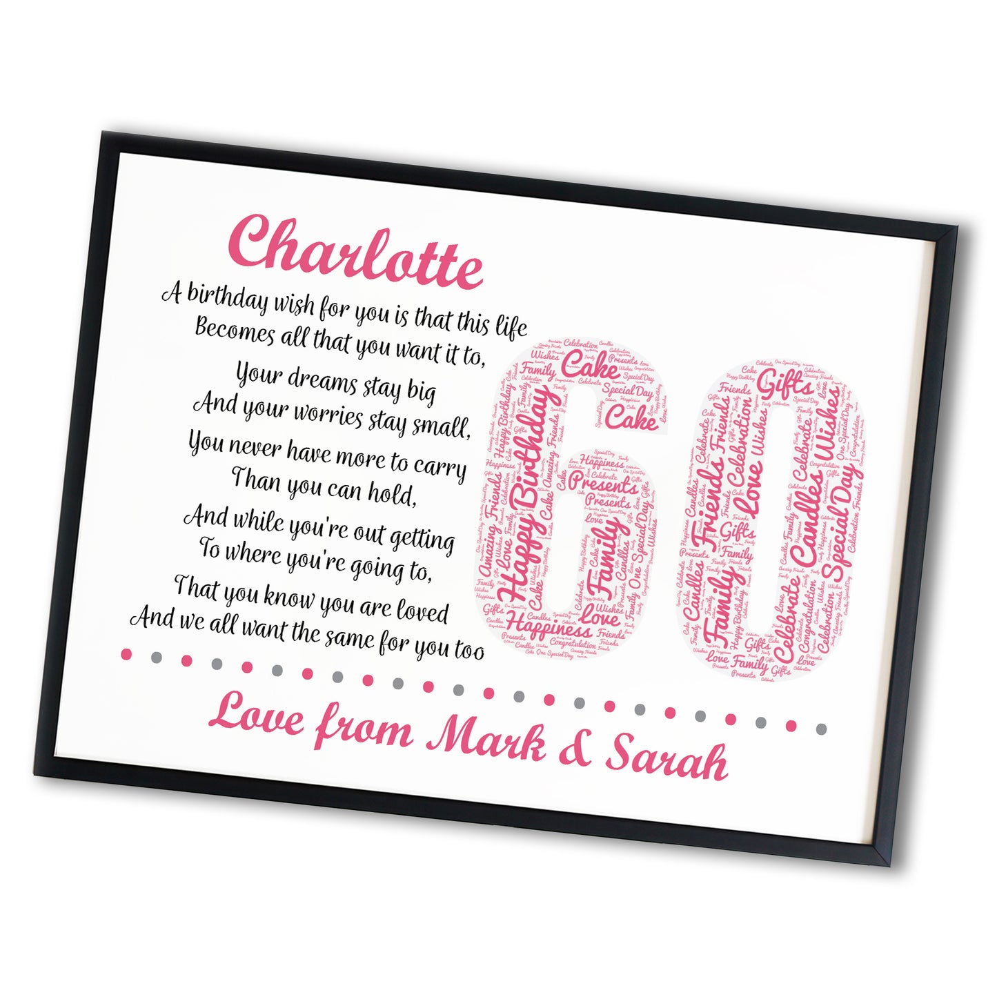 Personalised 60th Birthday Gift for Her Women Wife Mum Nan Nanny