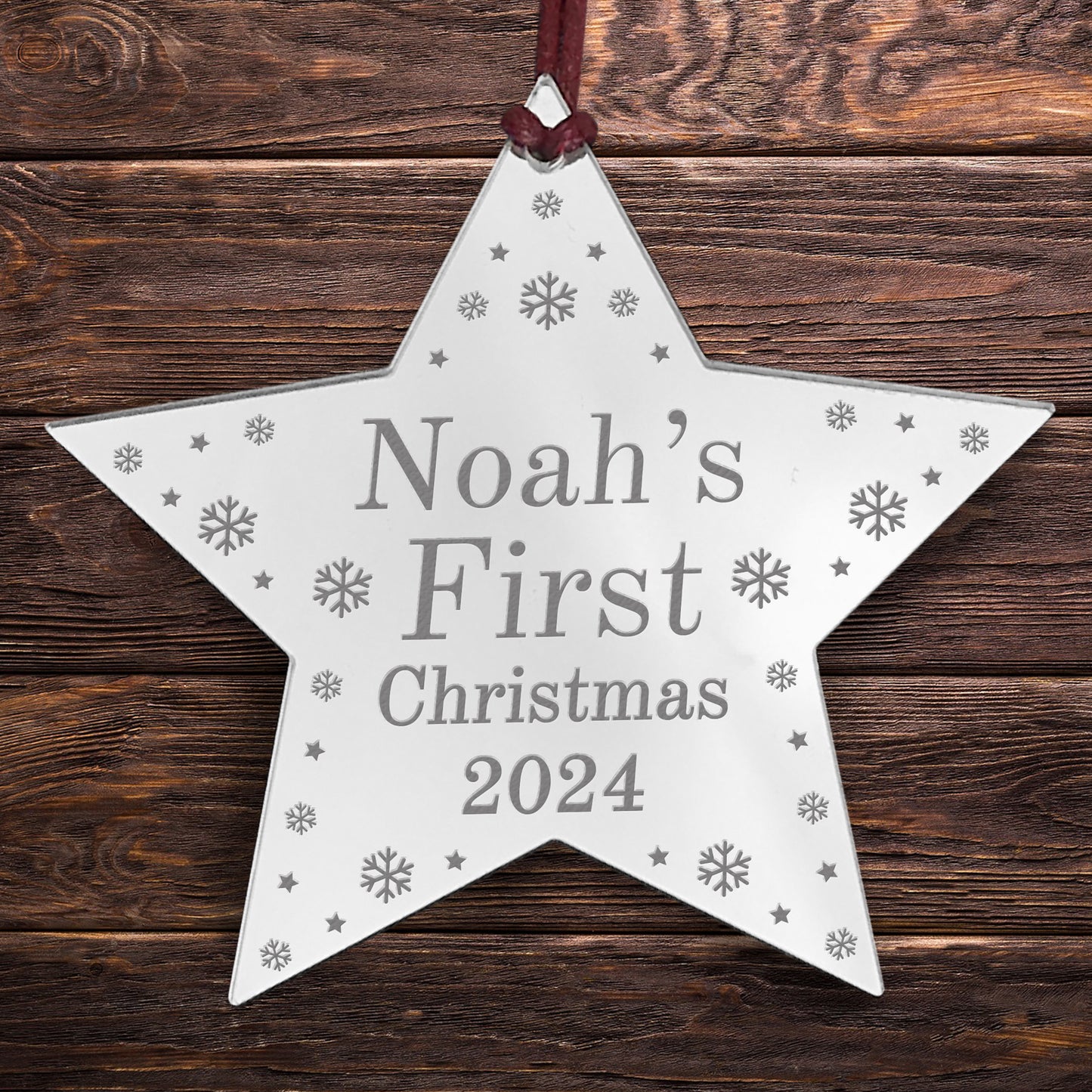 Babys First Christmas Decoration Personalised Acrylic Star