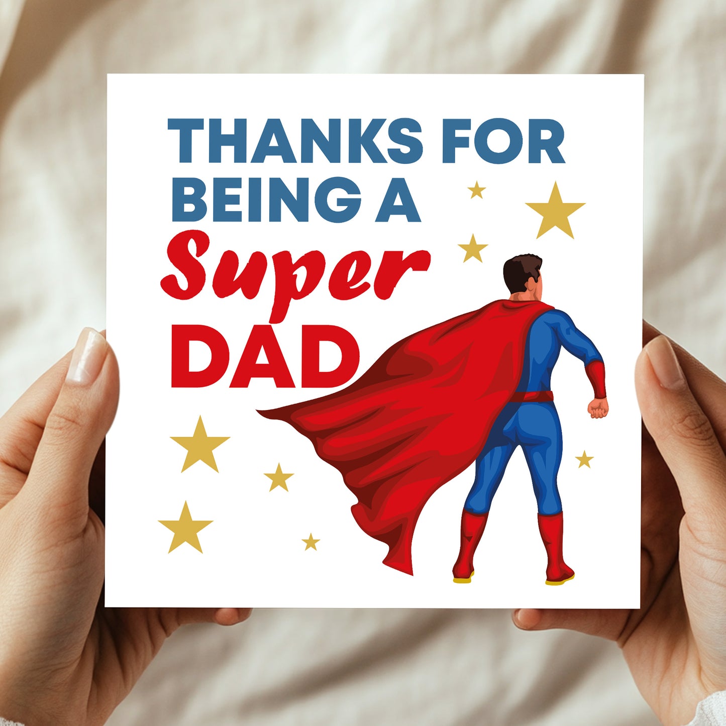 Super Dad Thank You Card For Fathers Day Birthday 145 x 145mm