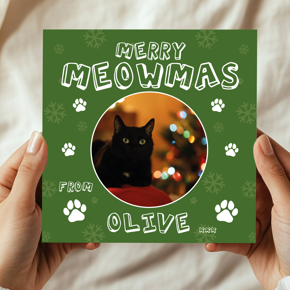 Personalised Christmas Card From The Cat Photo Greetings Card