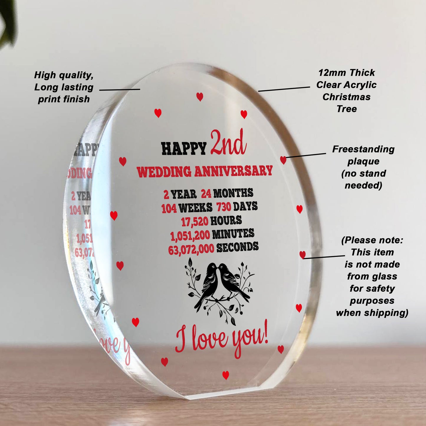 2nd Anniversary Wedding Gifts for Wife Couple Gifts Acrylic Sign