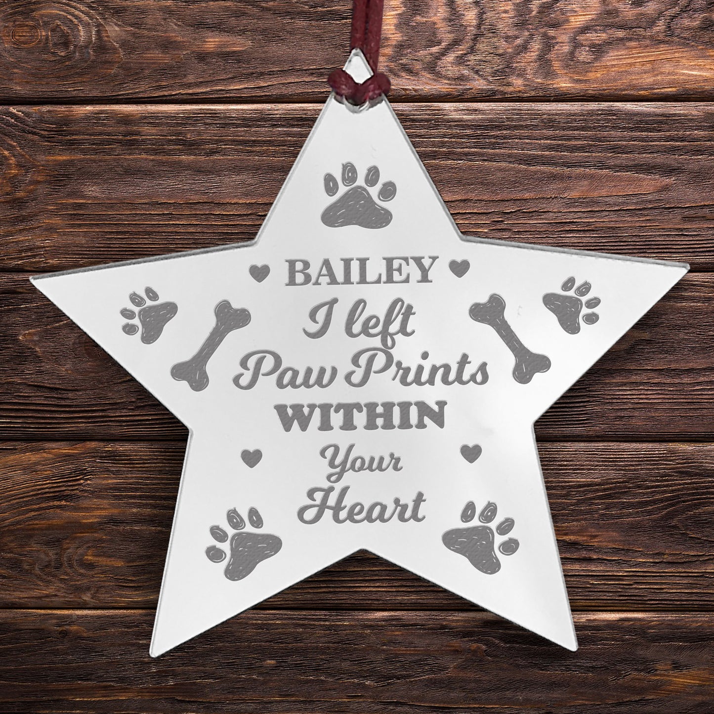PET MEMORIAL Acrylic Christmas Tree Decoration Personalised Star