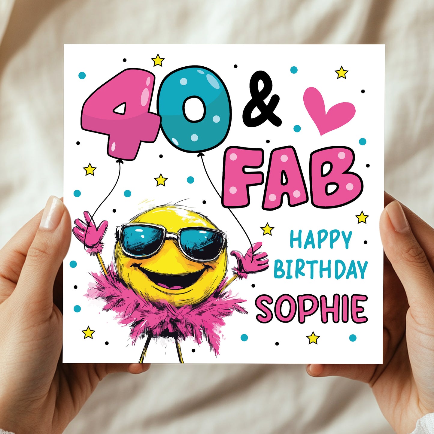 Personalised 40th Birthday Card For Women 40 And Fab For Mum
