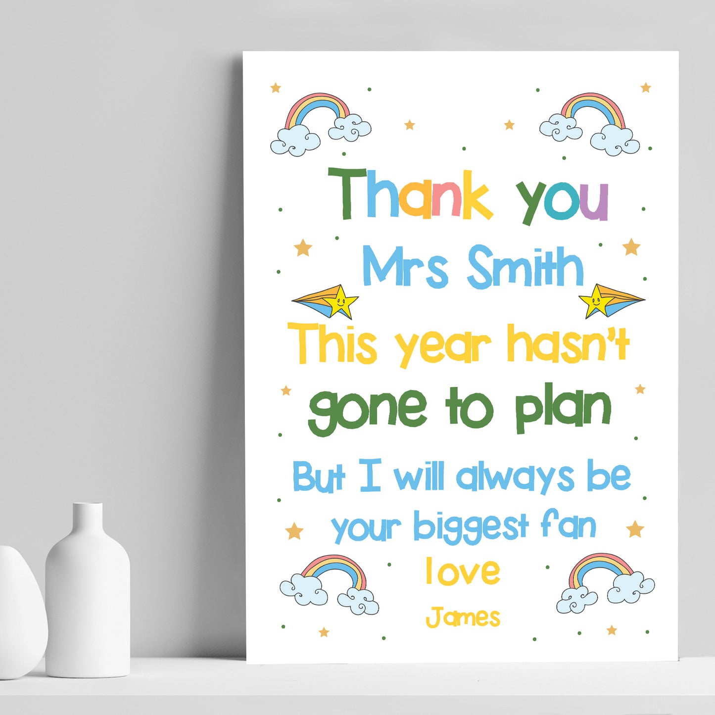 Personalised Print Thank You Gift For Teacher Teaching Assistant