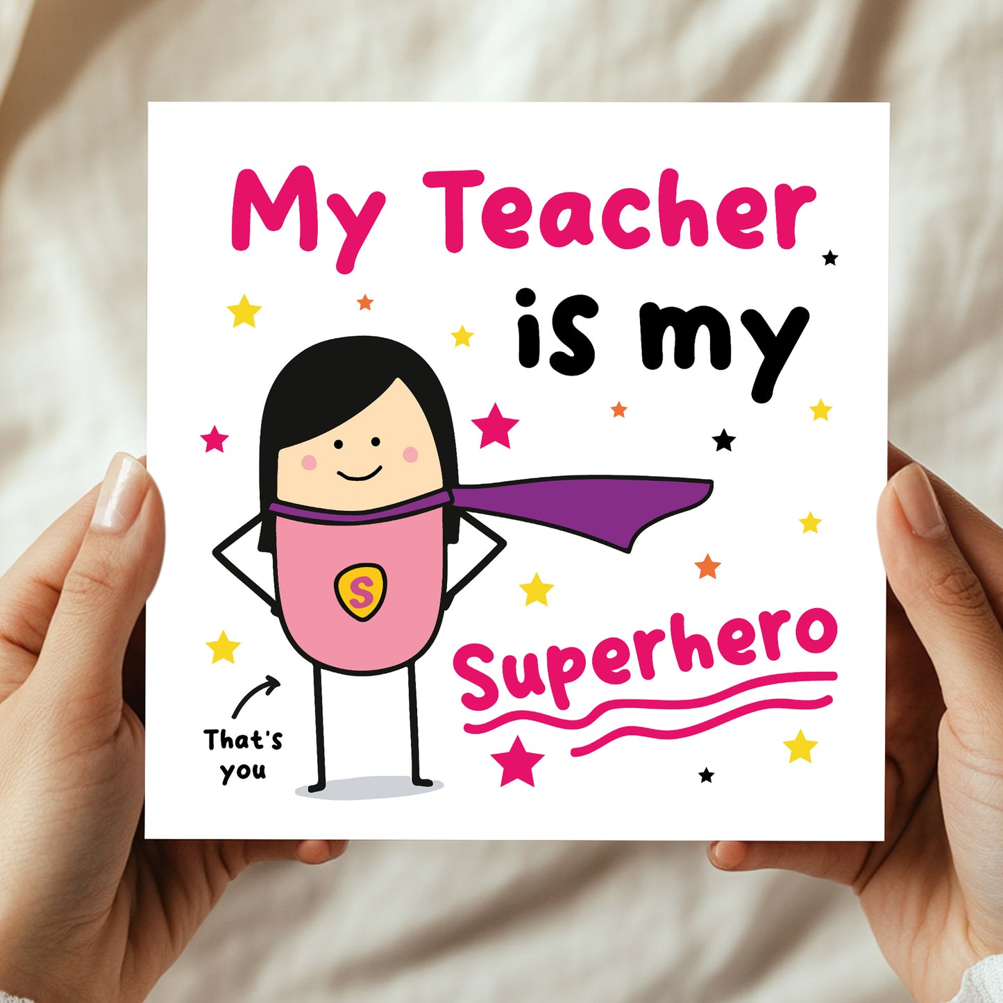 Card For Teacher Thank You Card My Superhero Card For Women