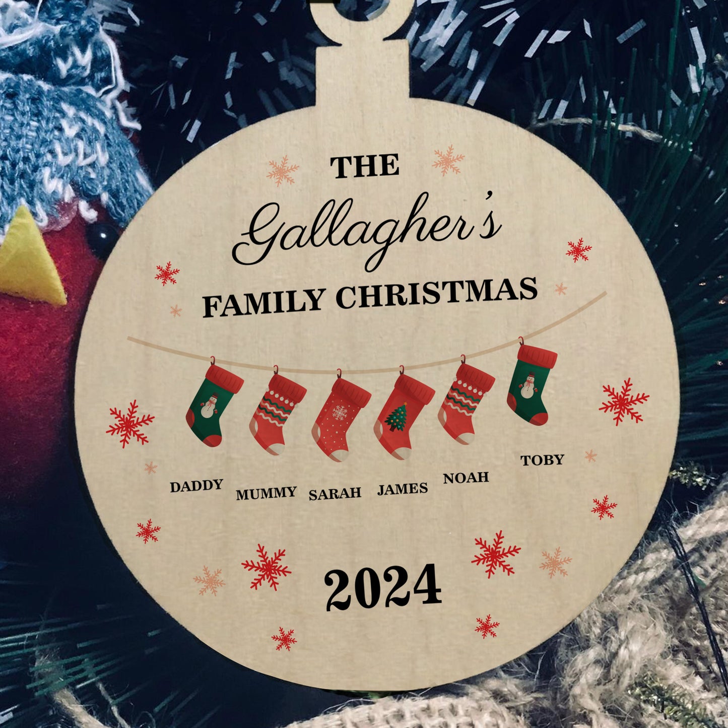 Personalised Christmas Decoration For Family of 6 Ornament