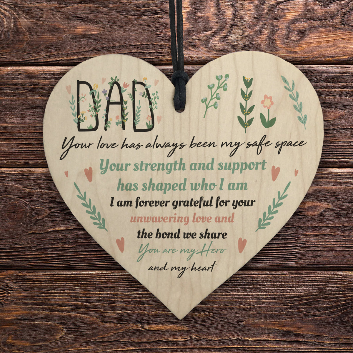 Dad Wooden Heart Keepsake Gift From Daughter Dad Gift