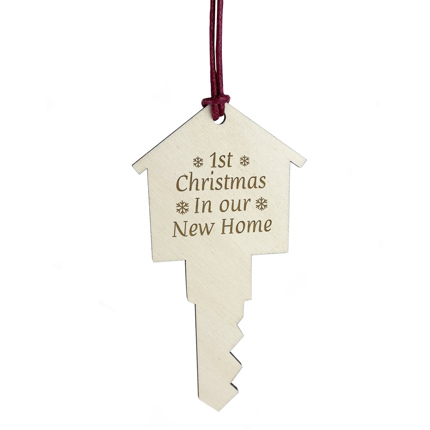 First Christmas New Home Bauble Engraved Wooden Tree Decoration