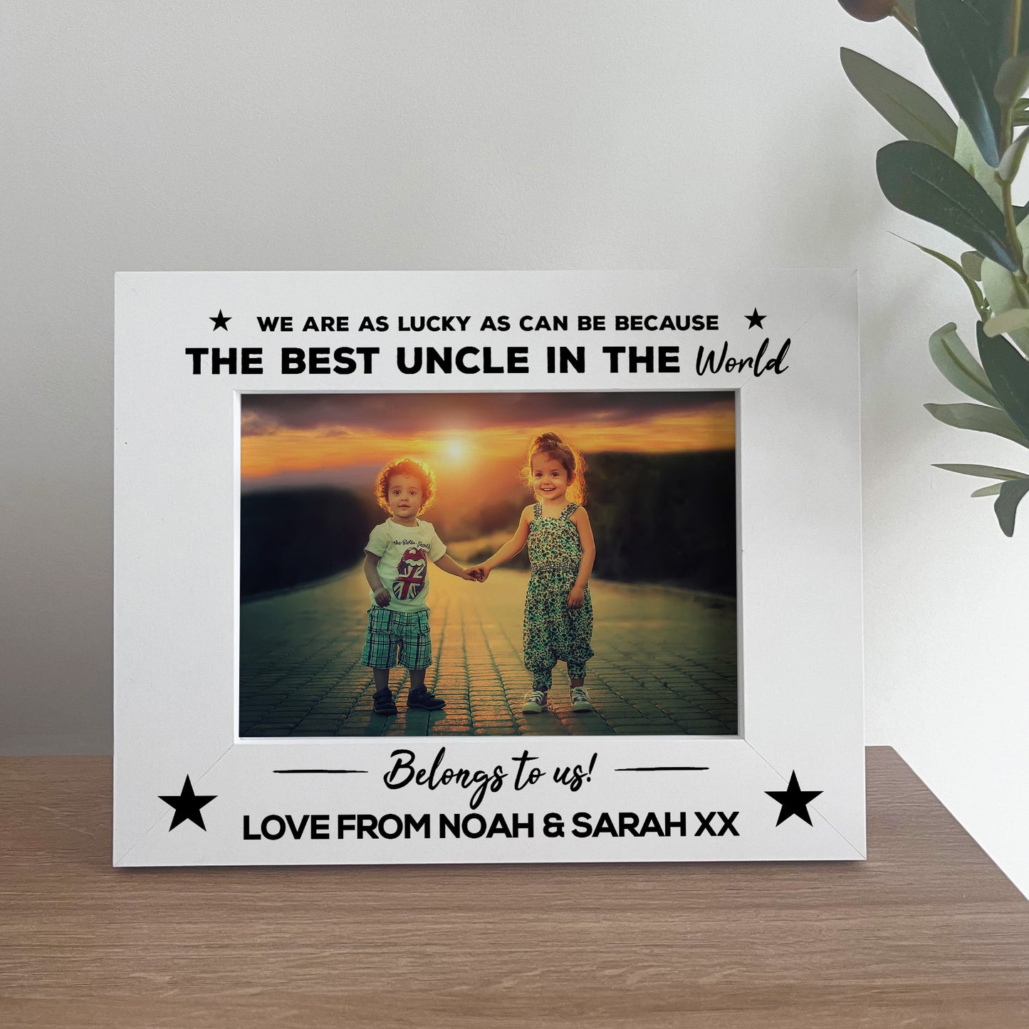 Personalised Uncle Gift From Niece Nephew, 7x5 White Frame