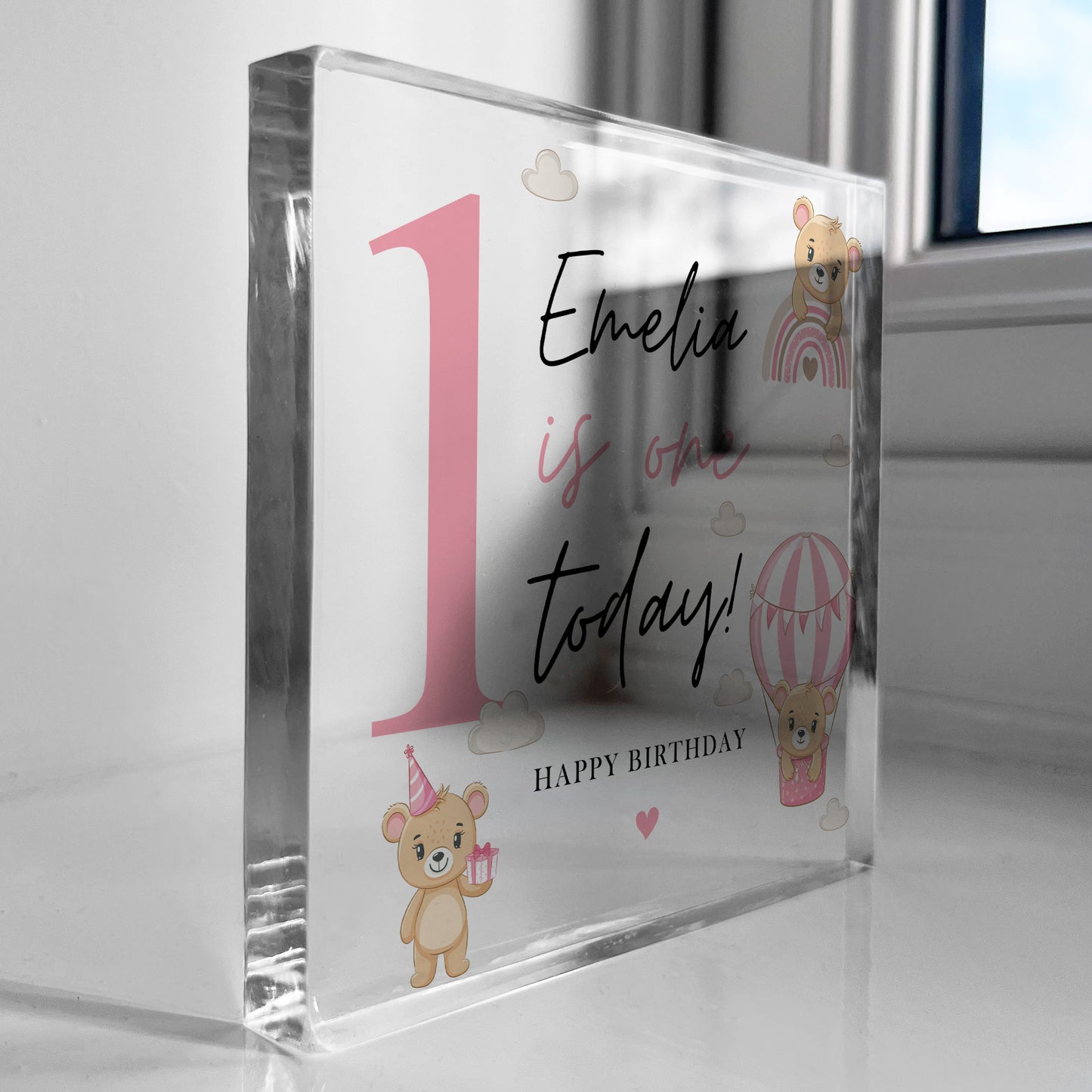 Personalised 1st Birthday Gift For Baby Girl ONE TODAY Plaque