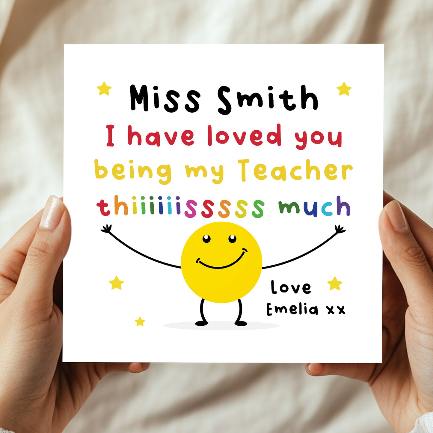 PERSONALISED Thank You Cards for Teacher Loved You This Much
