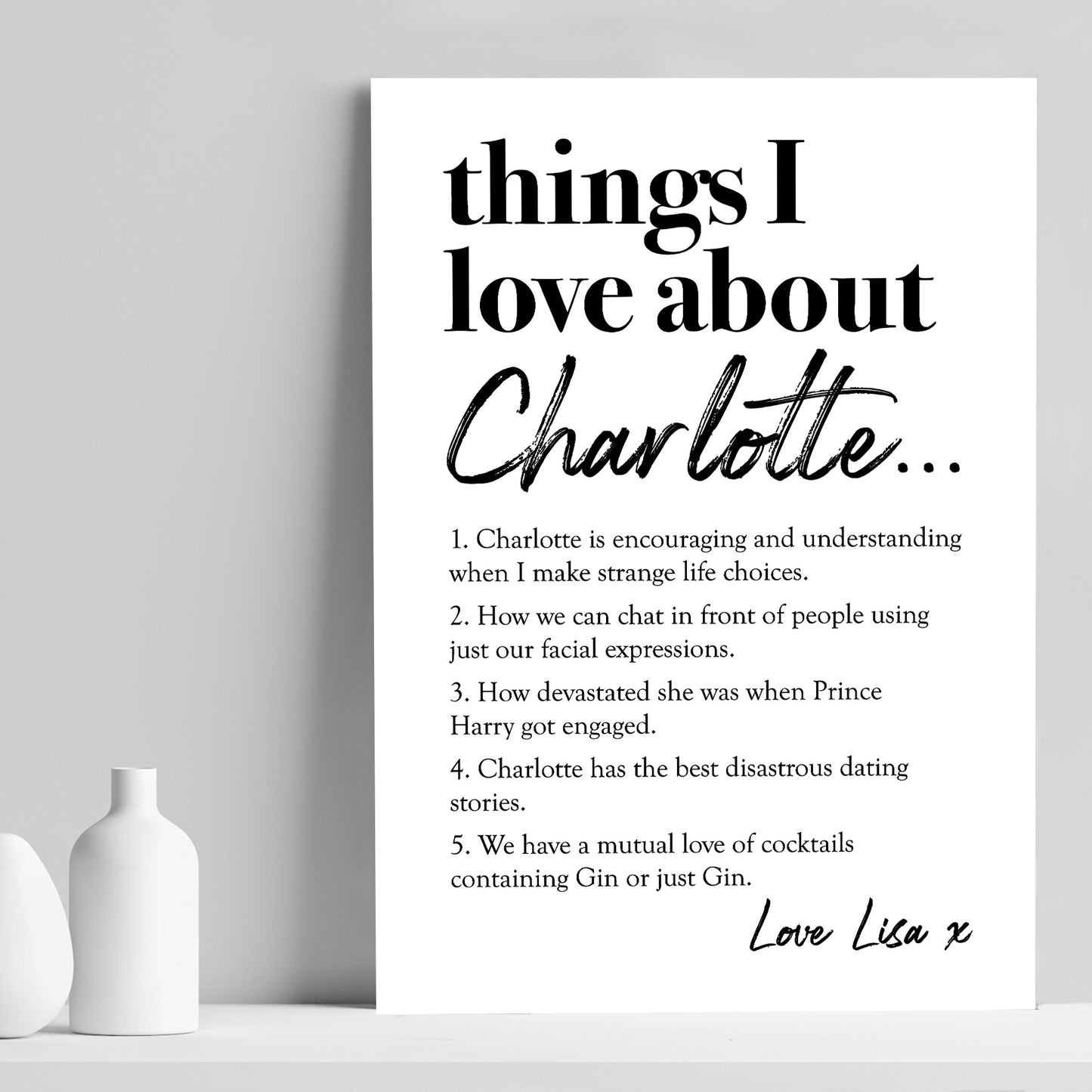 Personalised Gift For Best Friend I Love About My Friend Print