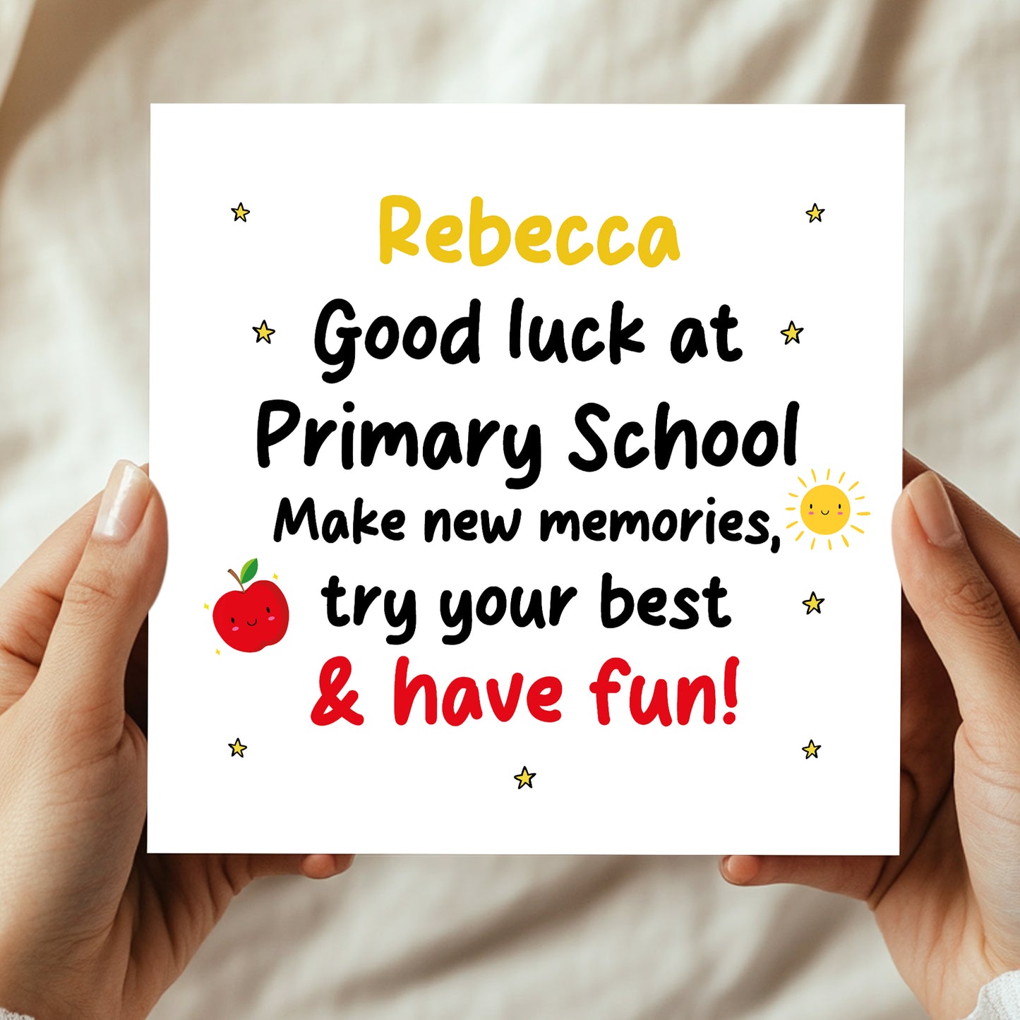 Personalised Good Luck Primary School Card For Son Daughter