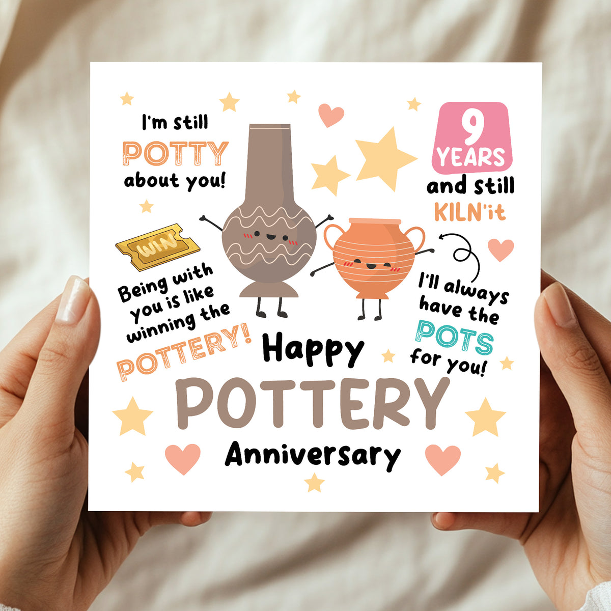 Happy Pottery Anniversary Card For Husband Wife 9th Anniversary