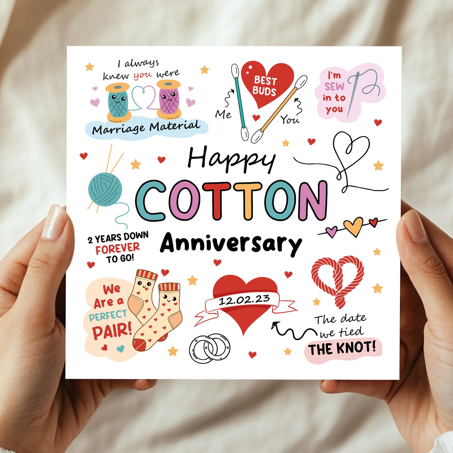 Funny 2nd Anniversary Card Cotton Anniversary Cards For Husband