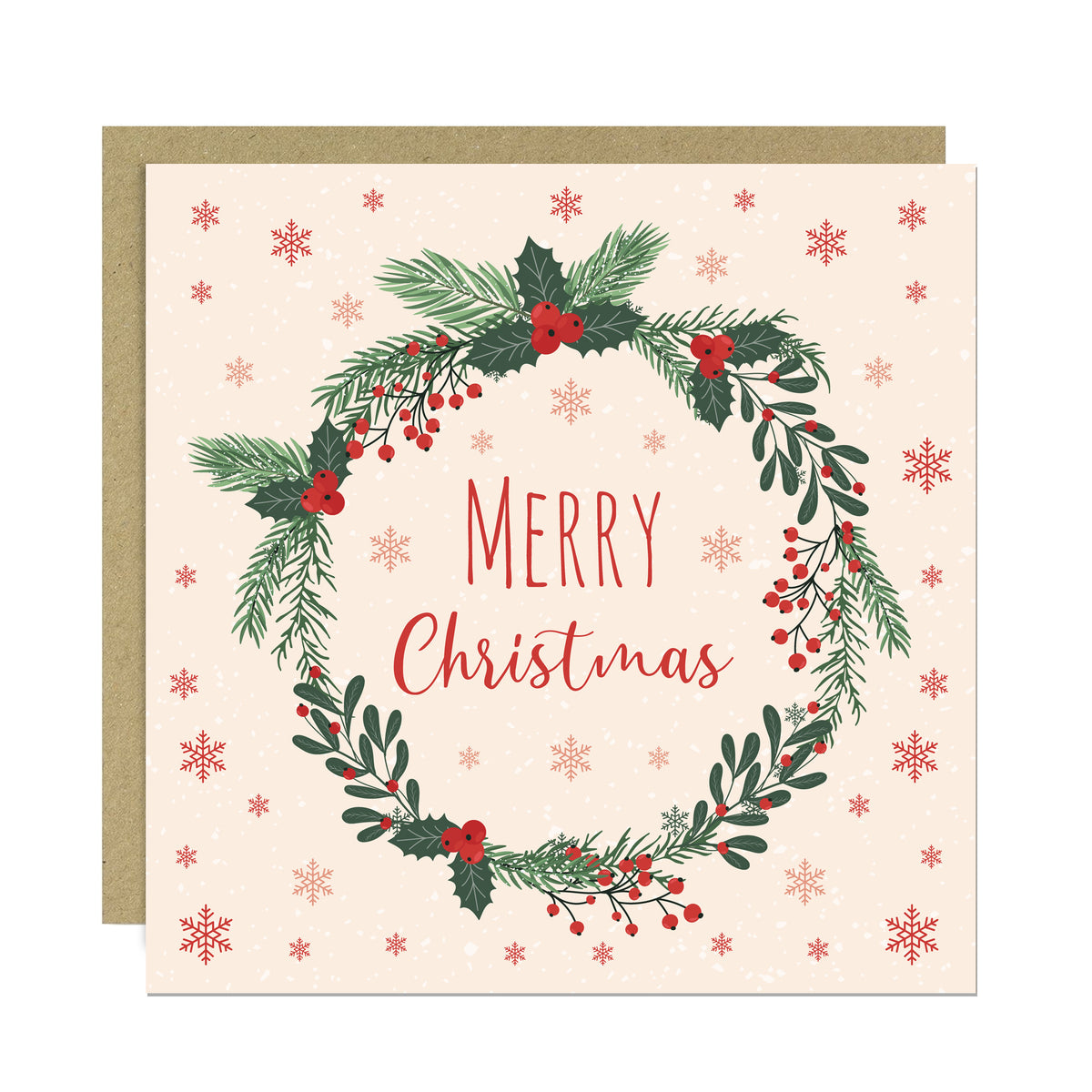 Christmas Cards Pack of 6 With Kraft Envelopes Merry Christmas