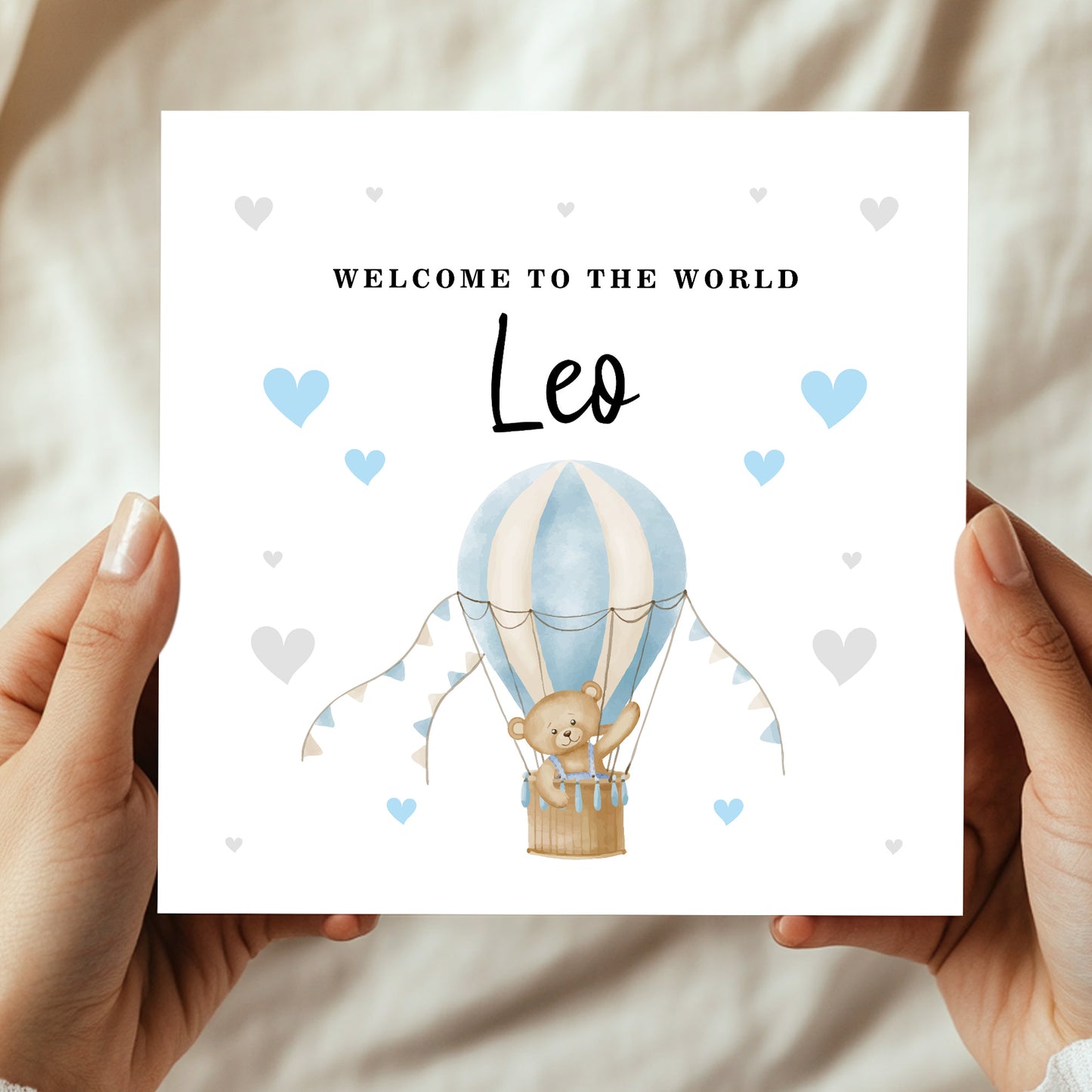 Personalised New Baby Card Welcome To The World Card