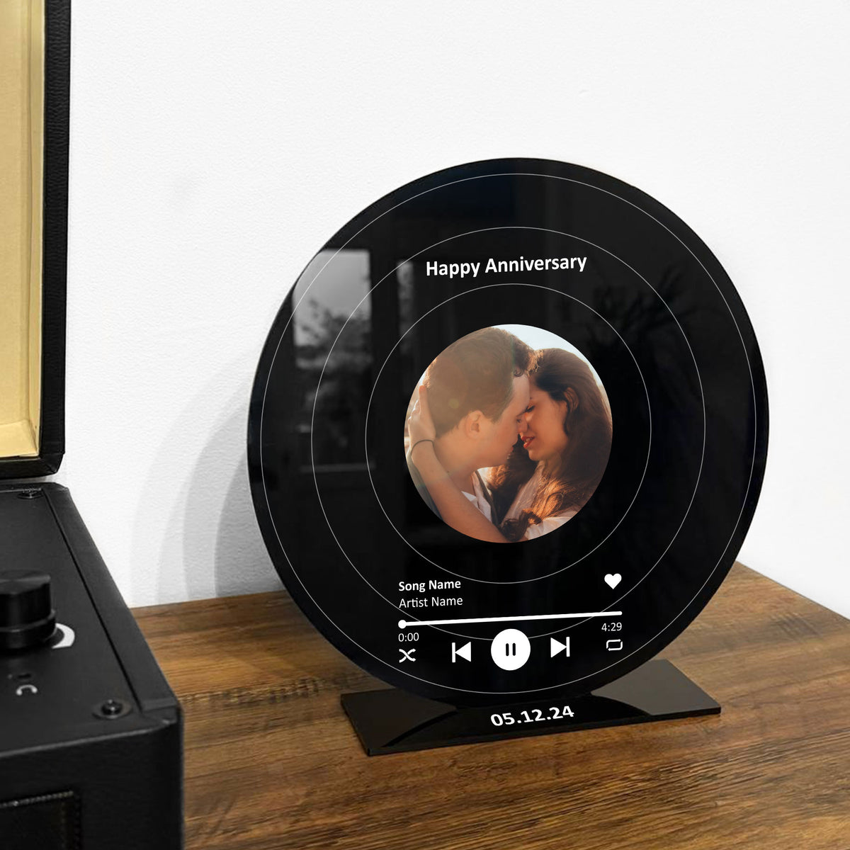 Personalised Vinyl Inspired Song Plaque With Stand Wedding Gift