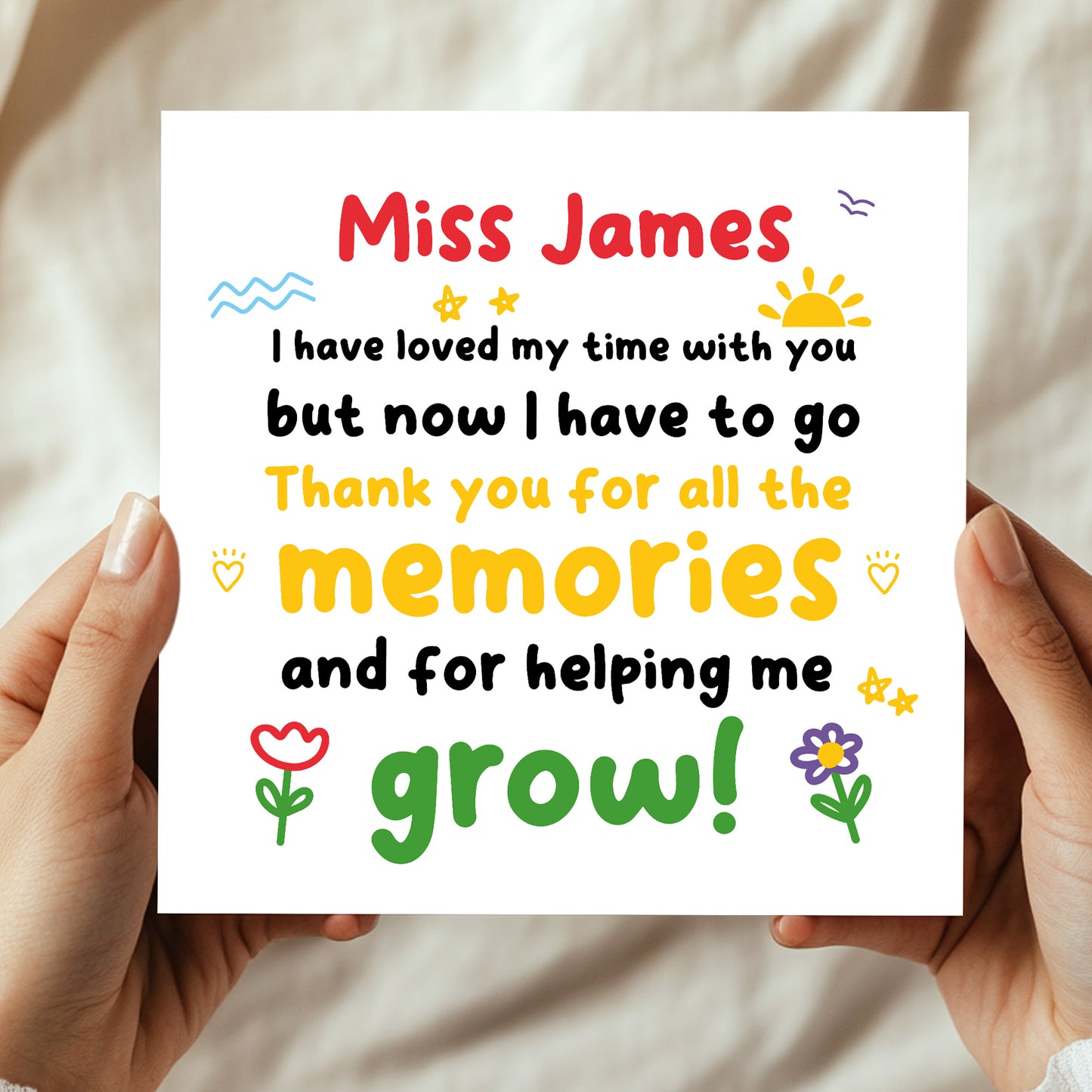 Personalised Teacher Appreciation Card For Teacher Thank You