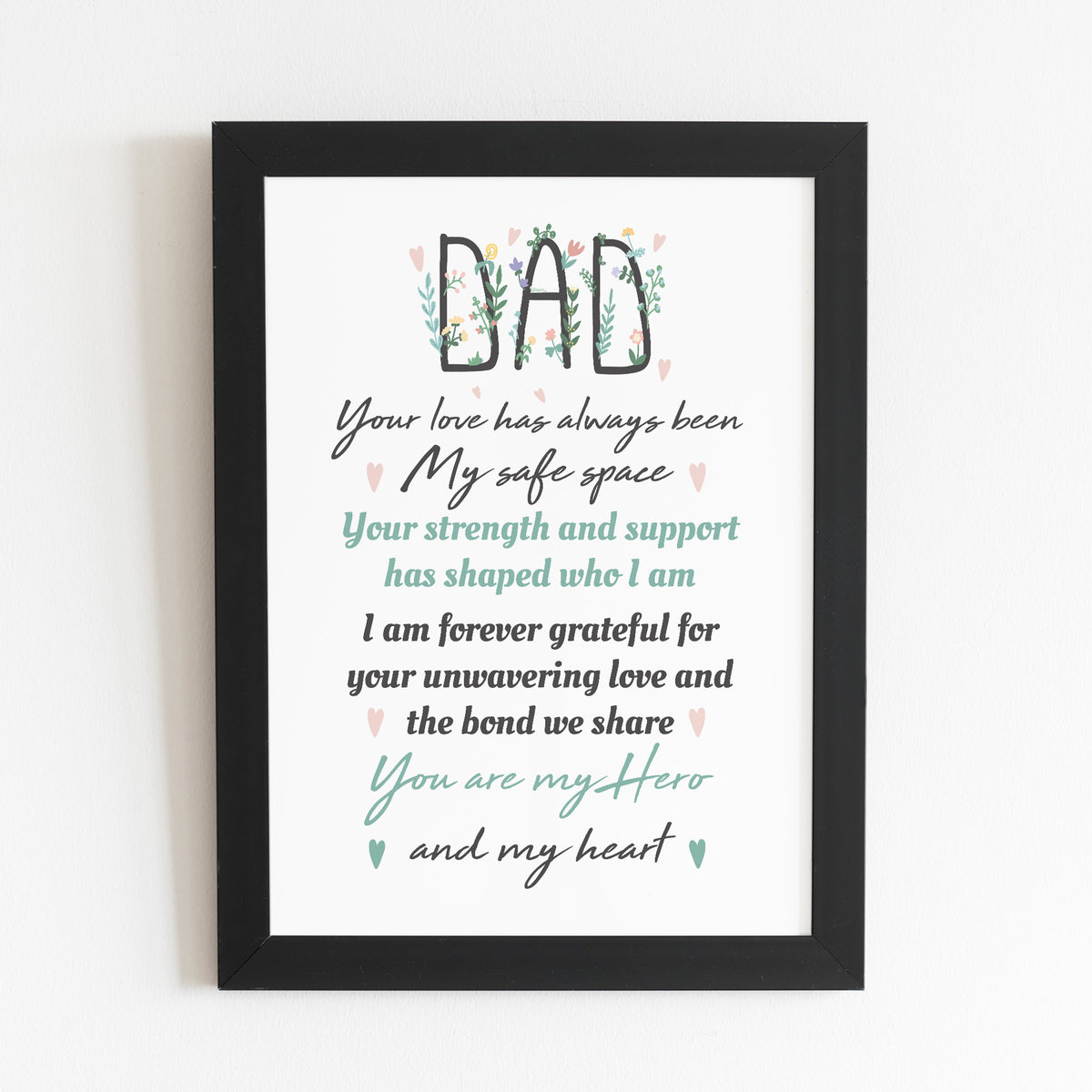 Novelty Gift For Dad FRAMED PRINT Thank You Gift For Dad Hero