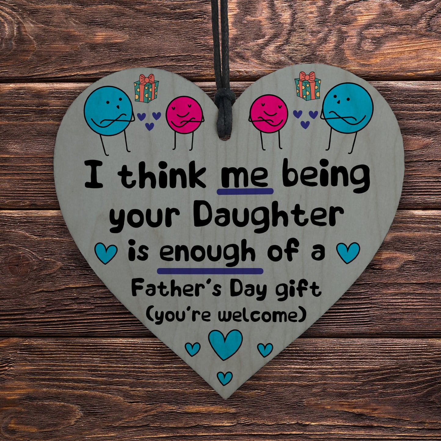 Dad Father's Day Gifts From Daughter Novelty Wooden Heart Gift
