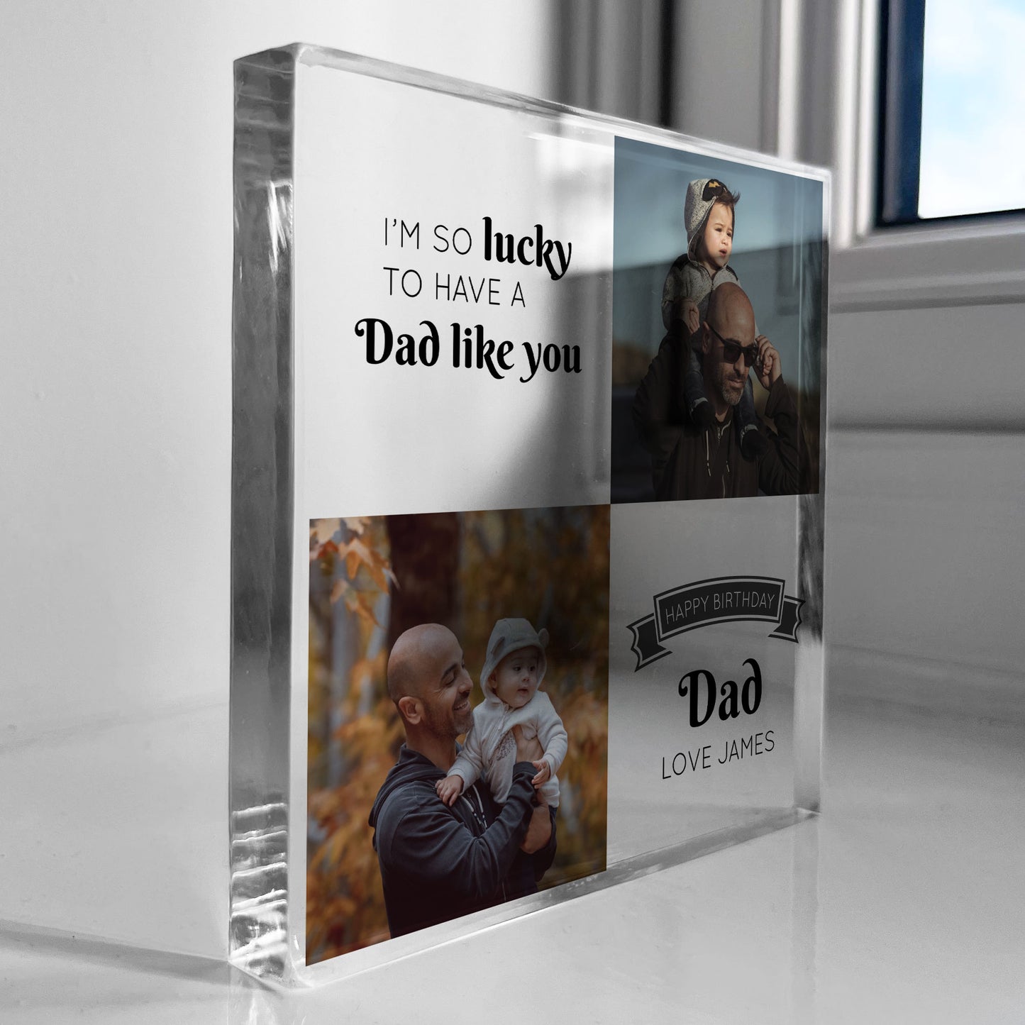 Personalised Dad Photo Gift Acrylic Block Dad Gift For Birthday