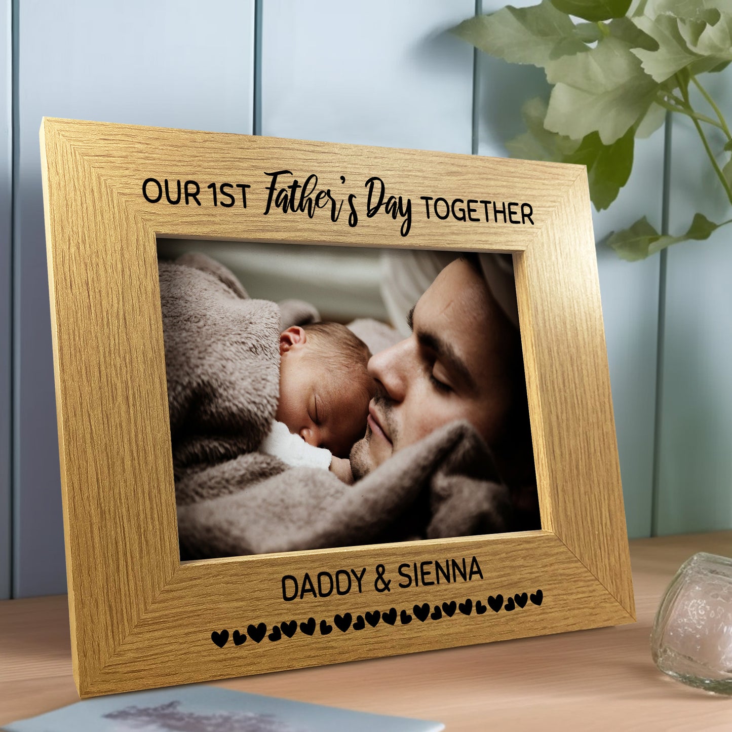 Personalised 1st Father's Day 7x5 Brown Wood Frame New Dad Gifts
