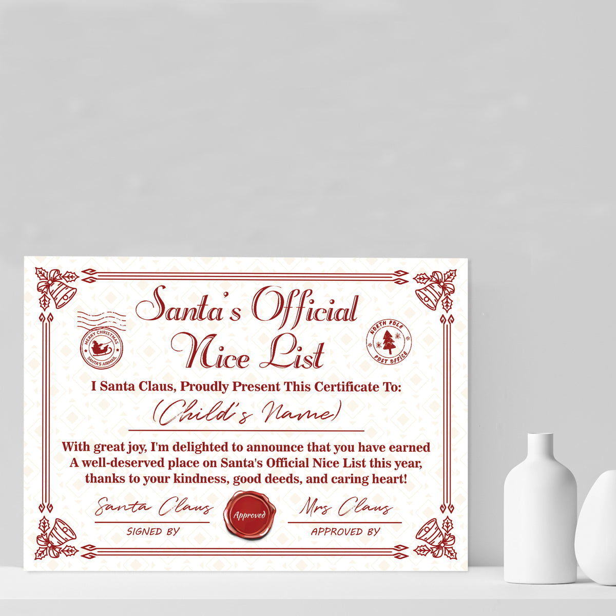 Santas Official Nice List Gift Children Personalised Christmas
