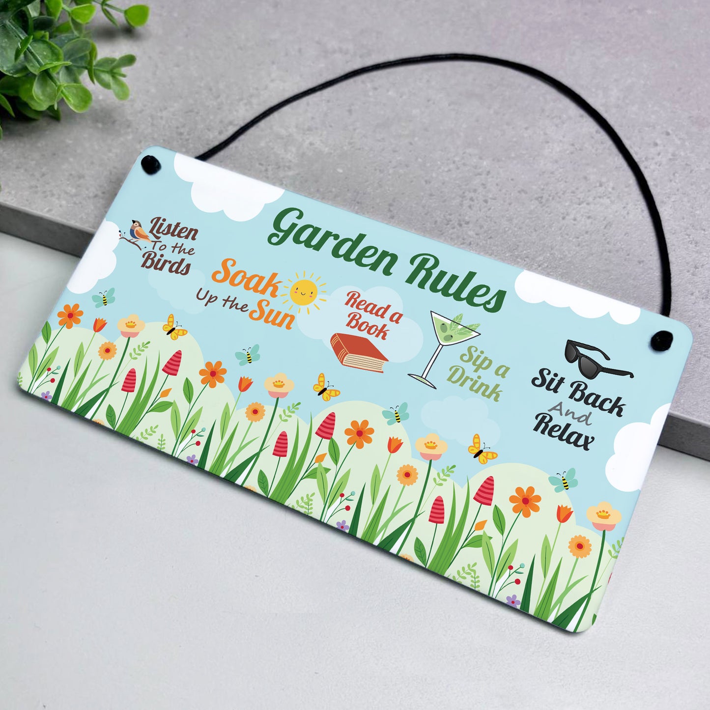 Garden Sign For Outside Hanging Plaque Novelty Garden Rules Sign