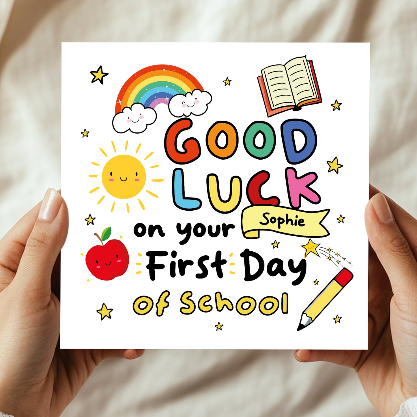 Personalised First Day Of School Card For Son Daughter GOOD LUCK