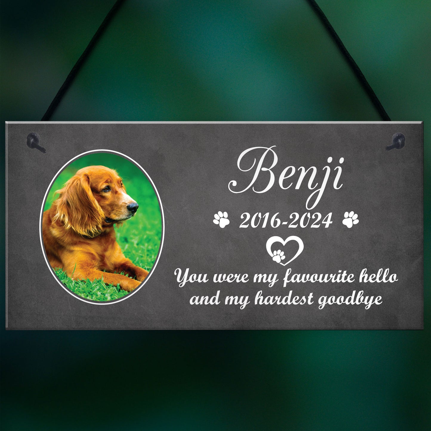 Personalised Dog Memorial Pet Loss Plaque with Photo and Text