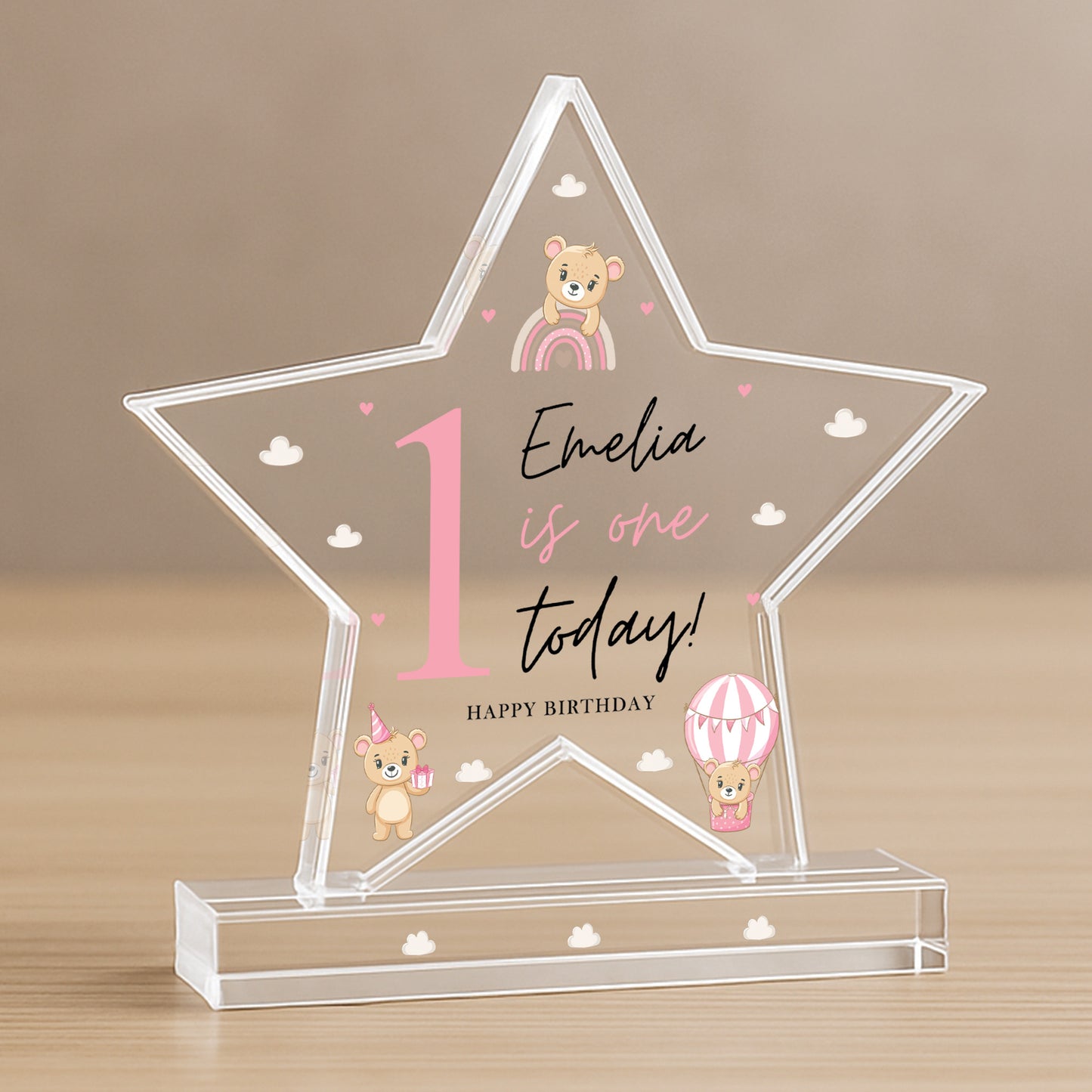 Personalised 1st Birthday Gift For Baby Girl ONE TODAY Star