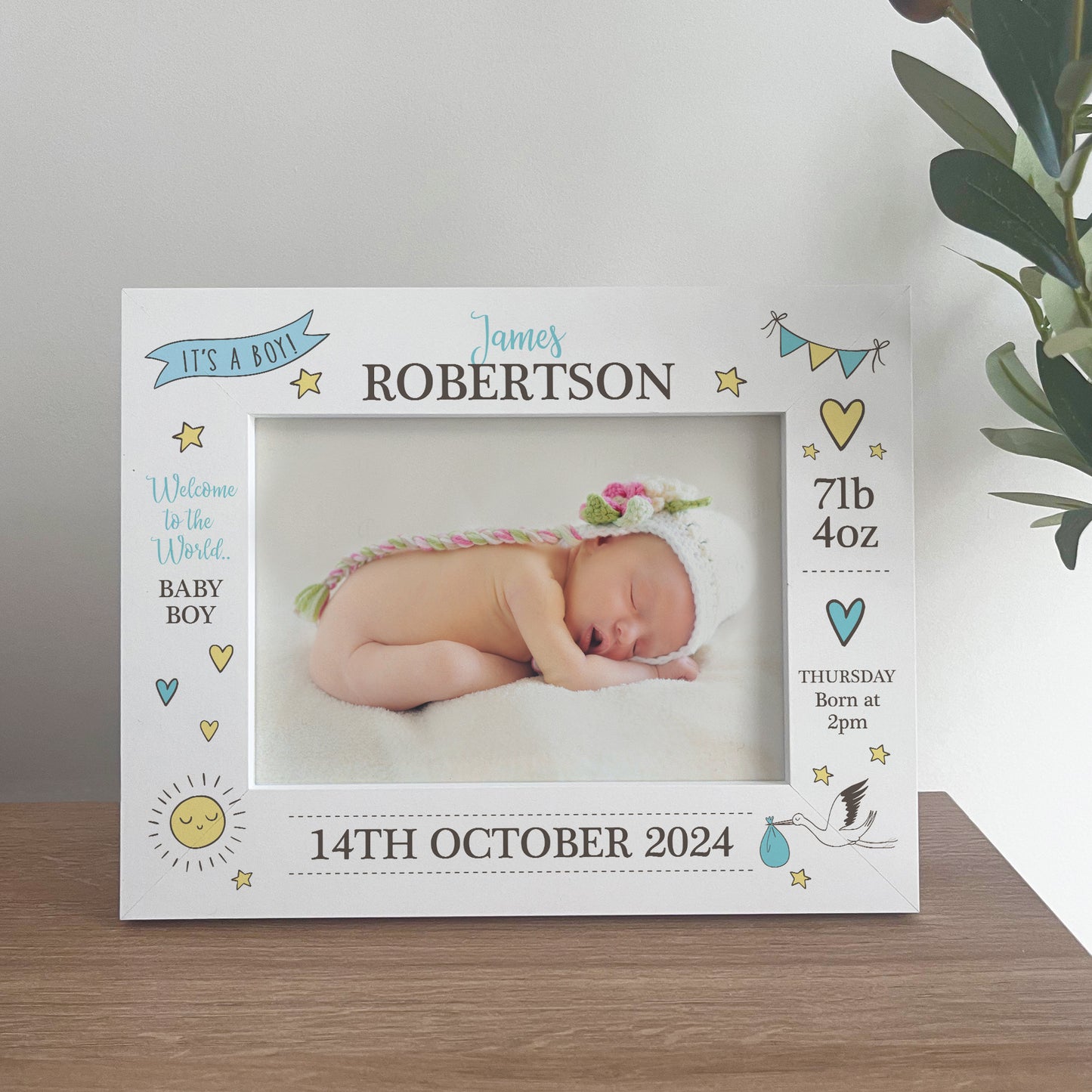 Personalised Baby Boy Photo Frame With Birth Details New Baby