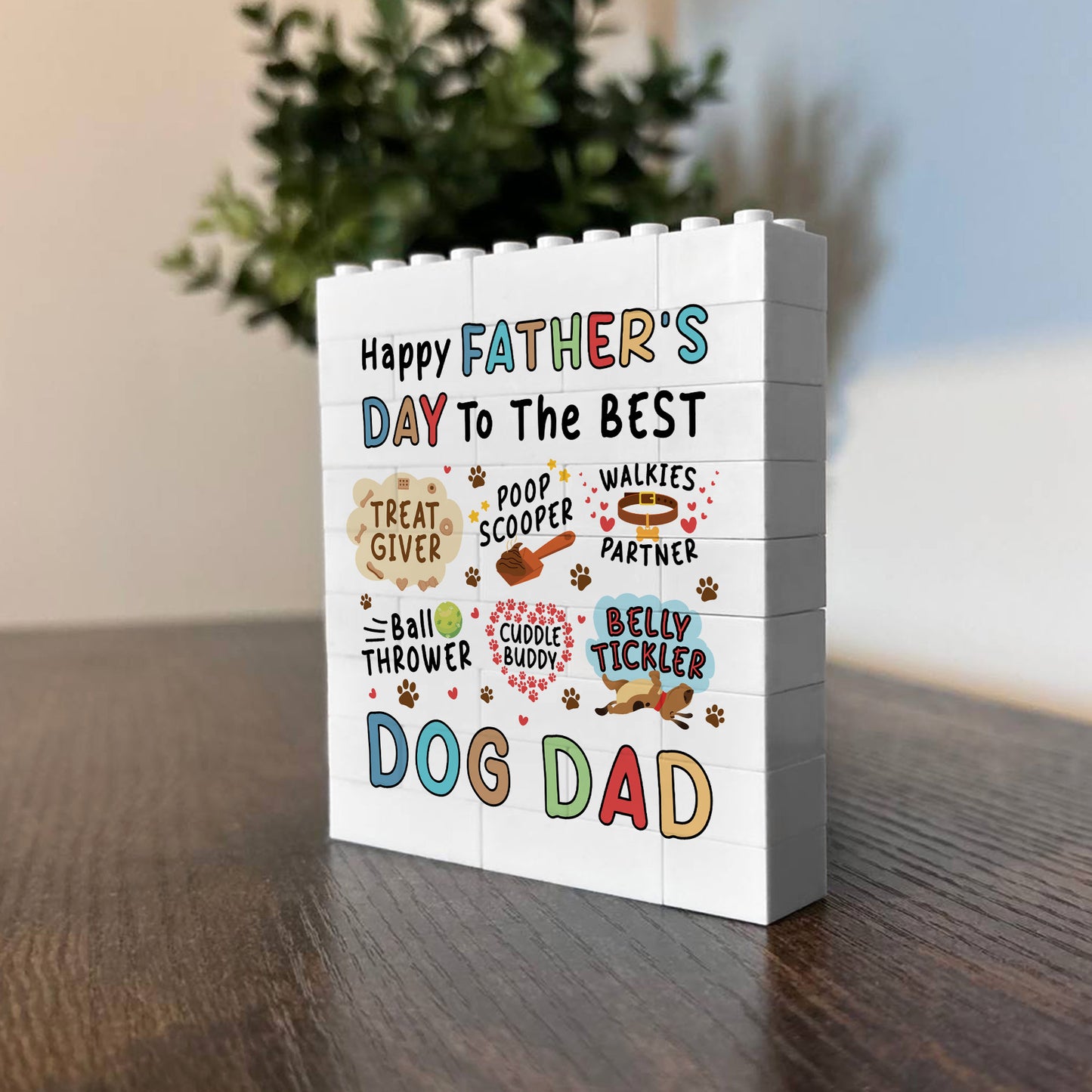 Dog Dad Gift For Fathers Day Building Block Dad Plaque Funny