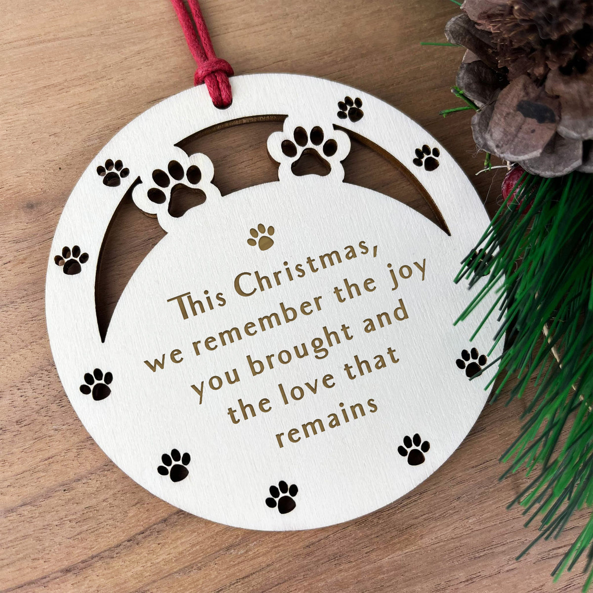 Dog Memorial Bauble Wooden Engraved Tree Decorations For Pets