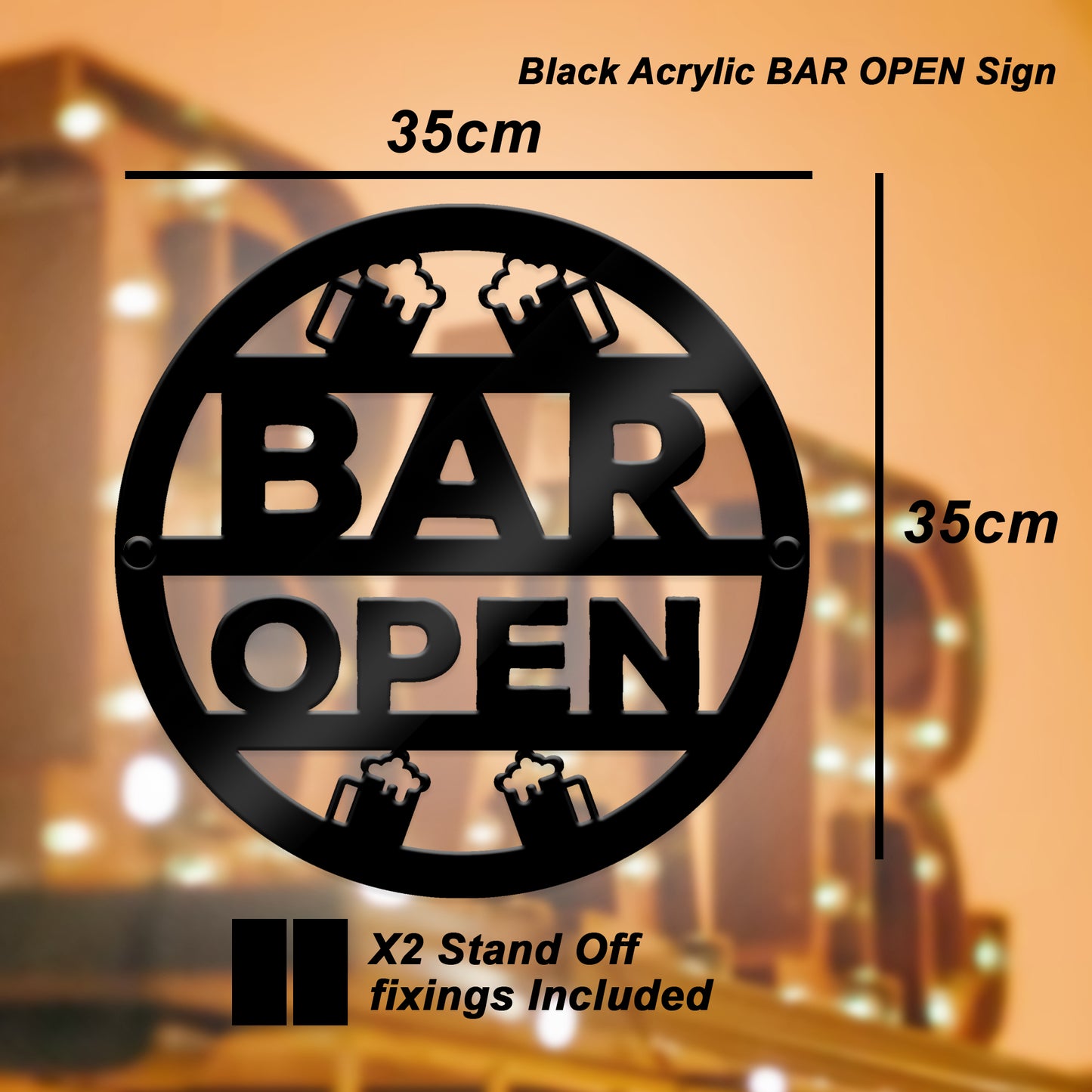 Bar Open Sign Wall Decor For Home Bar Man Cave Garden 35x35cm