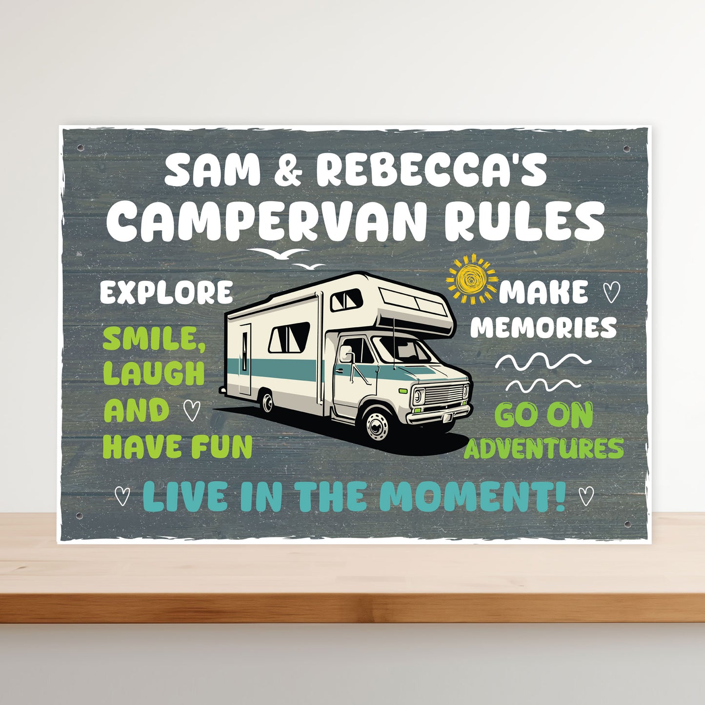 CAMPERVAN RULES SIGN Personalised Wall Door Plaque Novelty