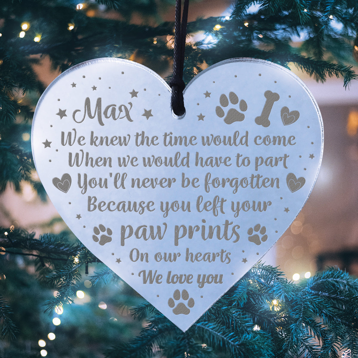 DOG MEMORIAL Acrylic Christmas Tree Decoration Personalised Gift