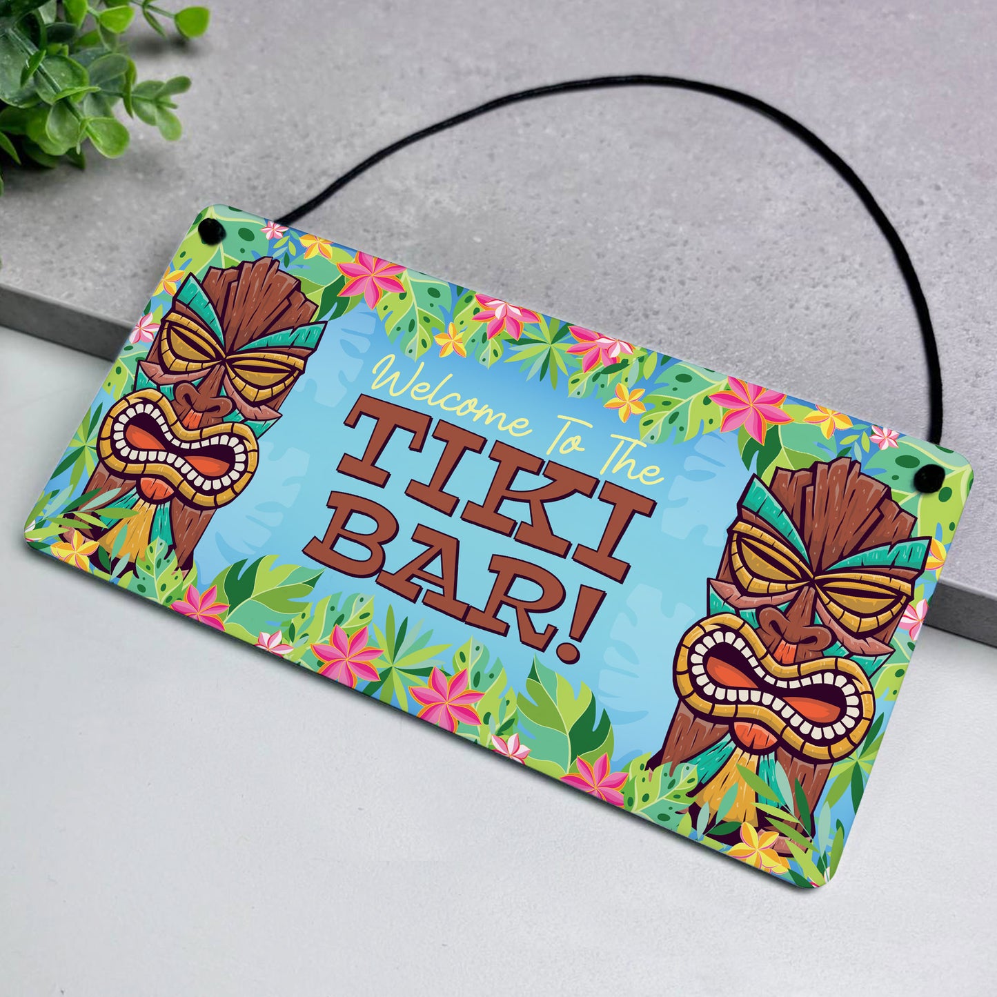 Welcome To The Tiki Bar Sign For Home Bar Hanging Wall Door Sign