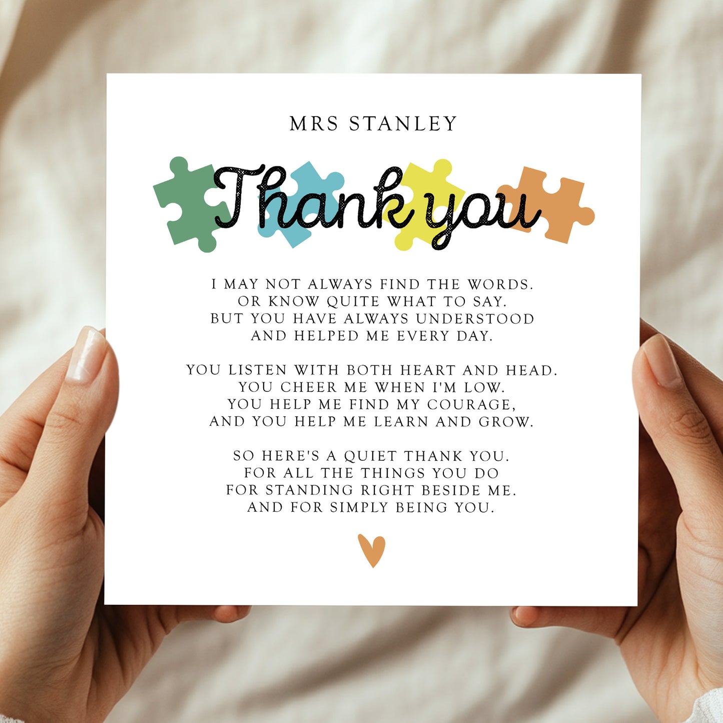 Special Thank You Card For Teacher Personalised Teacher Card