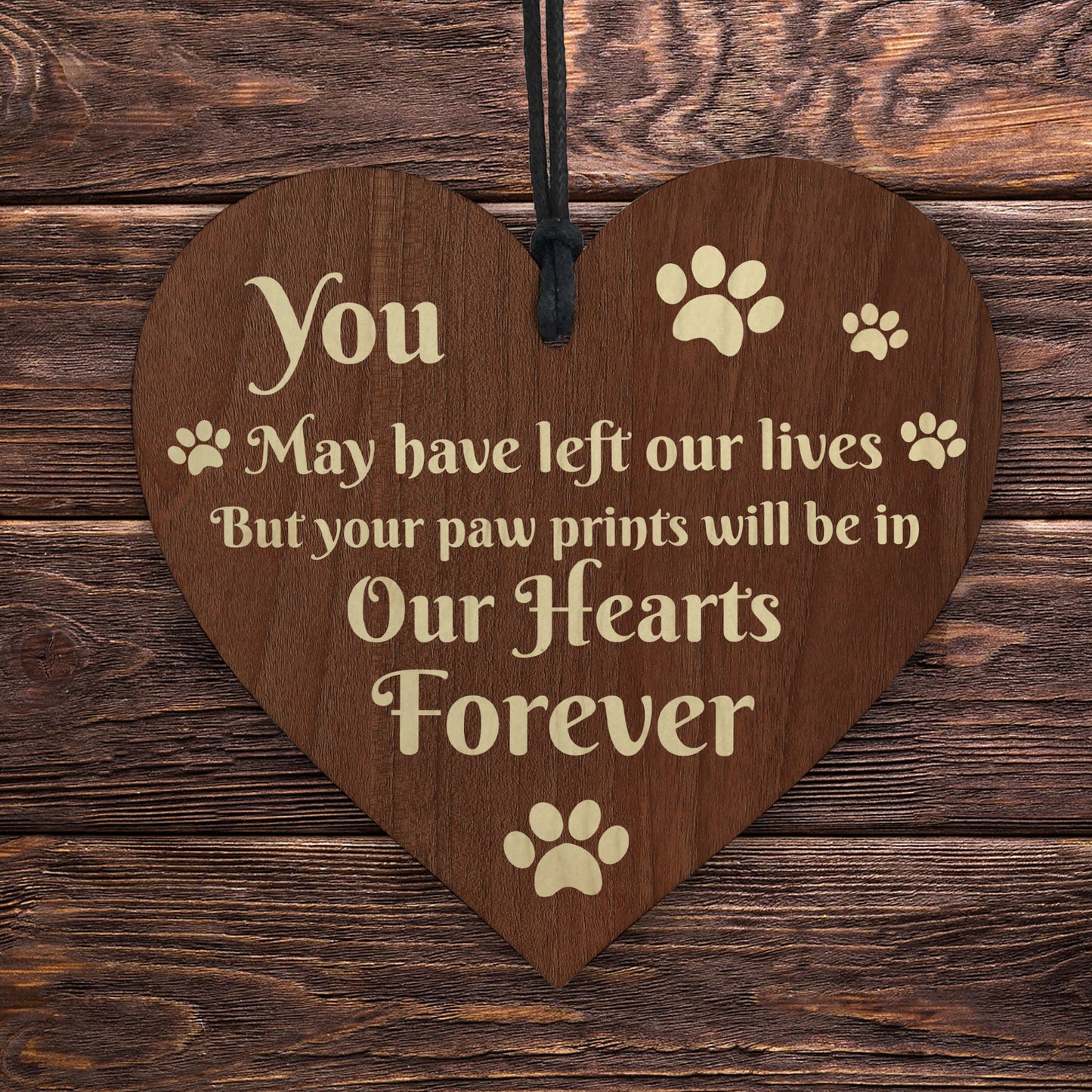 Memorial Sign For Dog Pet Cat Wooden Heart In Memory Plaque