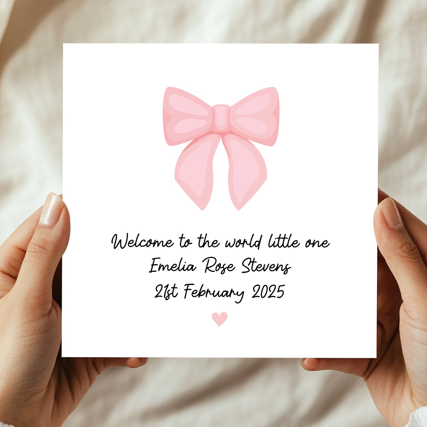 Personalised Welcome To The World Little One Pink Ribbon Design
