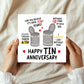 Funny Tin Anniversary Card For Husband 10th Anniversary Card