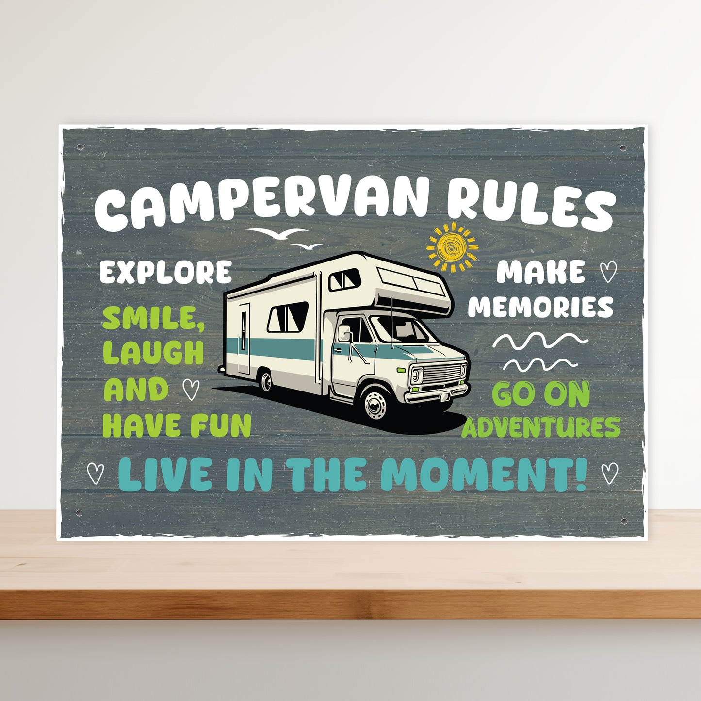 CAMPERVAN RULES SIGN Wall Door Plaque Novelty Campervan Sign