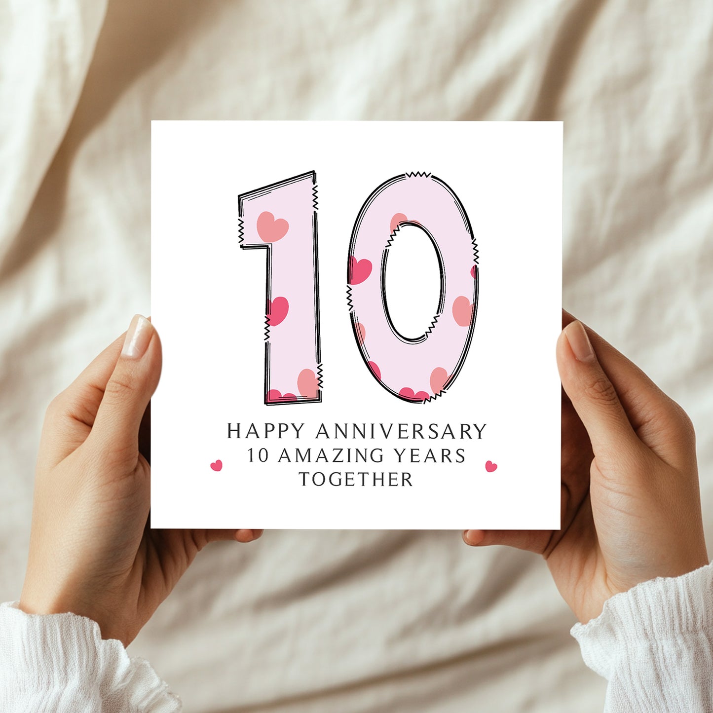 10th Wedding Anniversary Card With Envelope For Wife Husband