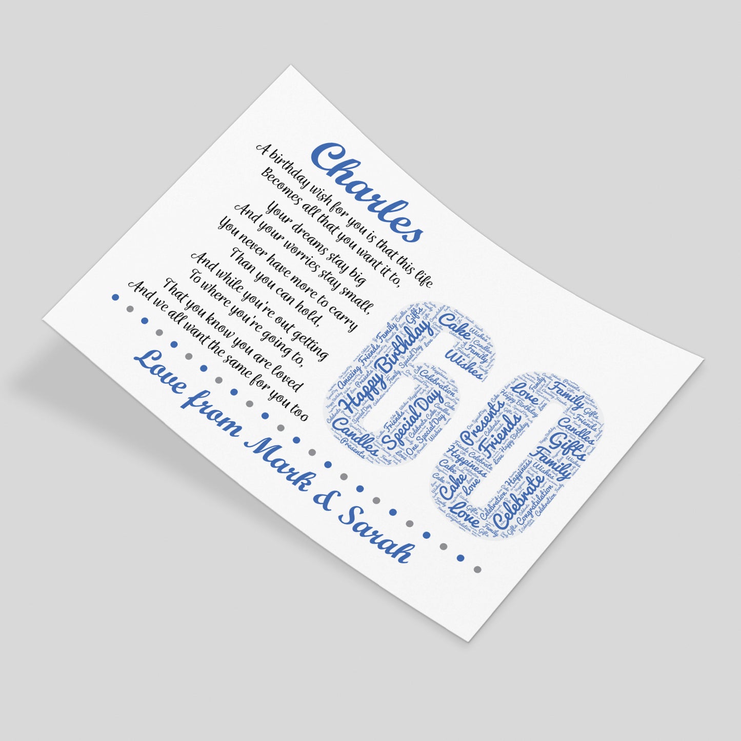 Personalised 60th Birthday Gifts for Him Men Husband Dad Grandad