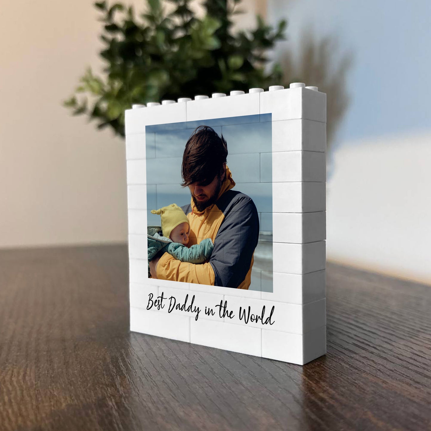 Personalised Best Daddy Brick Photo Block Gift for Daddy