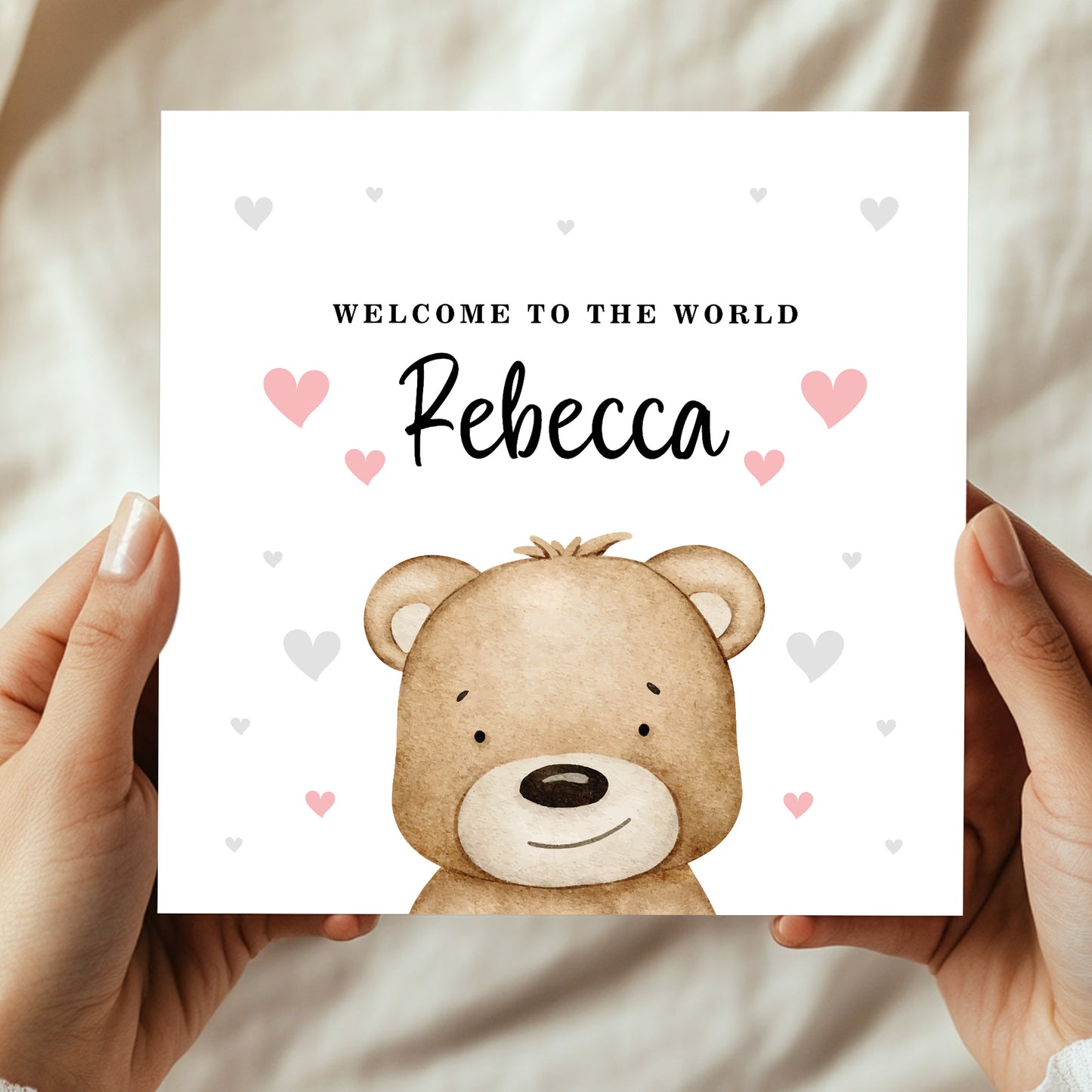 Welcome To The World Baby Girl Card Personalised New Parent Card