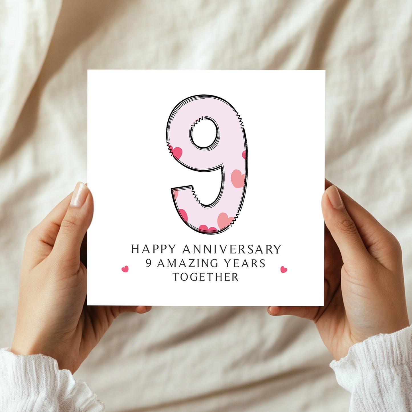 9th Wedding Anniversary Card With Envelope 9th Anniversary Cards